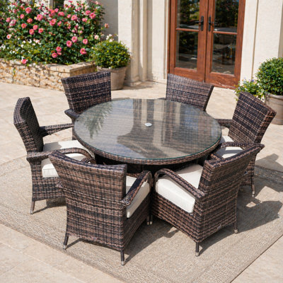 ダイニングテーブル Medea Rattan table Direct Wicker Medea Patio Dining Table & Reviews | Wayfair